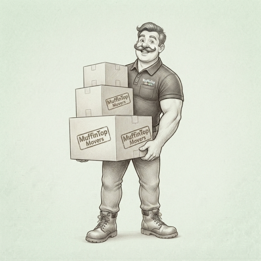 MuffinTopMan carrying boxes
